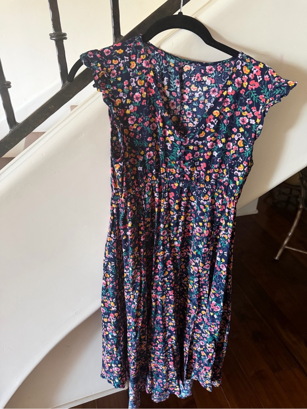 Floral V-Neck High-Low Maxi Dress - Black Floral - Picture 2 of 8